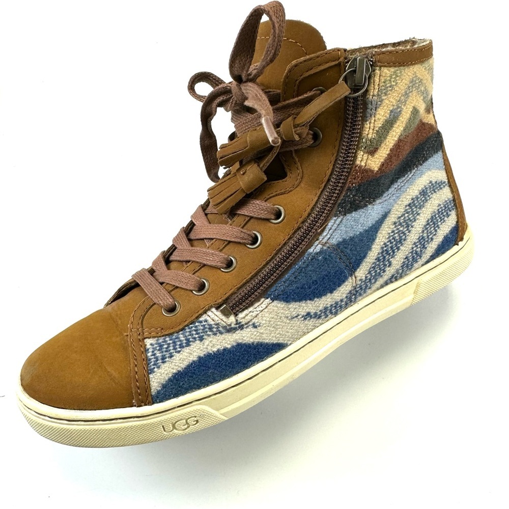 UGG x Pendleton Blaney Chestnut high top sneakers Womens size 8 casual tassel